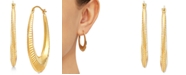 Macy's Ribbed Texture Oval Hoop Earrings in 14k Gold